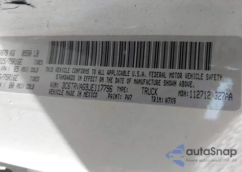 2018 Ram Promaster 1500 Low Roof 136 Wb from USA, damaged, VIN 3C6TRVAG9JE117796